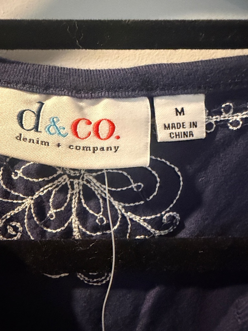 d.co Navy Embroidered V-Neck Women's Caftan Tunic. - Picture 2 of 10
